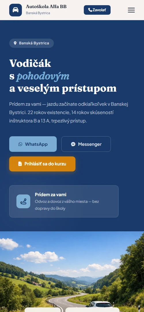 Autoškola Alfa BB mobilná verzia