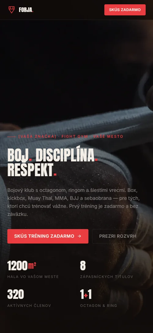 Fight gym mobilná verzia